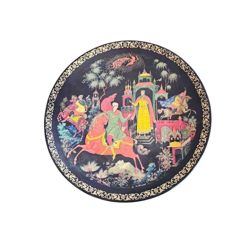 Palekh Firebird Porcelain Plate | Russian Lacquer Art, Imperial Lomonosov